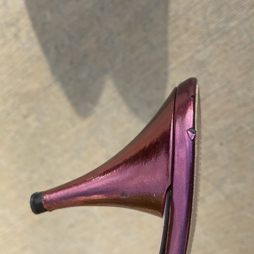 Prada Milano Slide Sandals Metallic Pink Gold Leather Open Toe Heel EU 38 US 7.5 - Picture 9 of 9